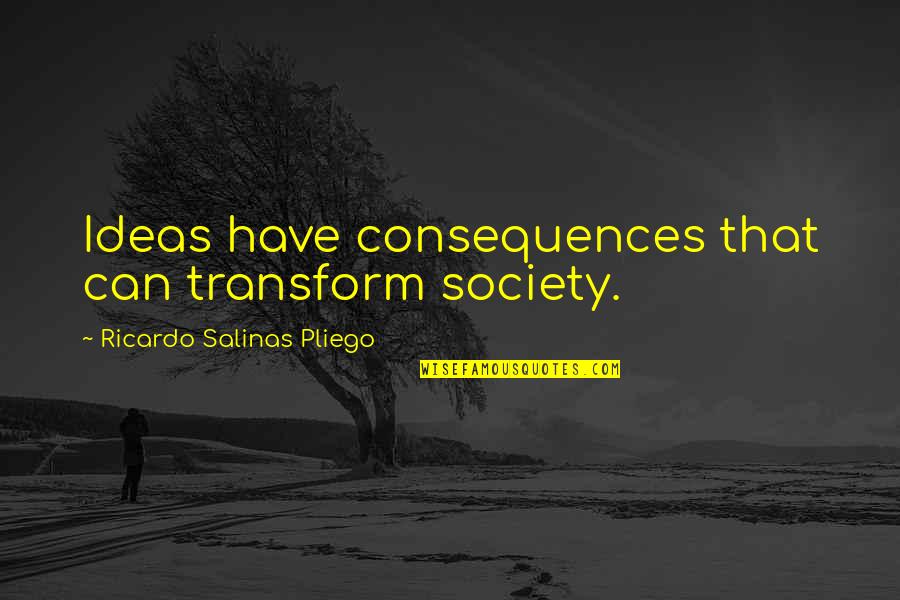 Caymitos Quotes By Ricardo Salinas Pliego: Ideas have consequences that can transform society.