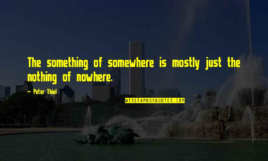 Cdress Quotes By Peter Thiel: The something of somewhere is mostly just the