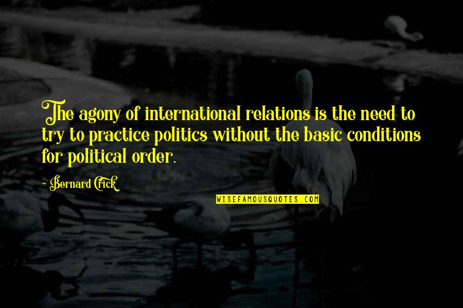 Cdx Na Ig Quote Quotes By Bernard Crick: The agony of international relations is the need