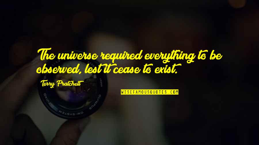 Cease To Exist Quotes By Terry Pratchett: The universe required everything to be observed, lest