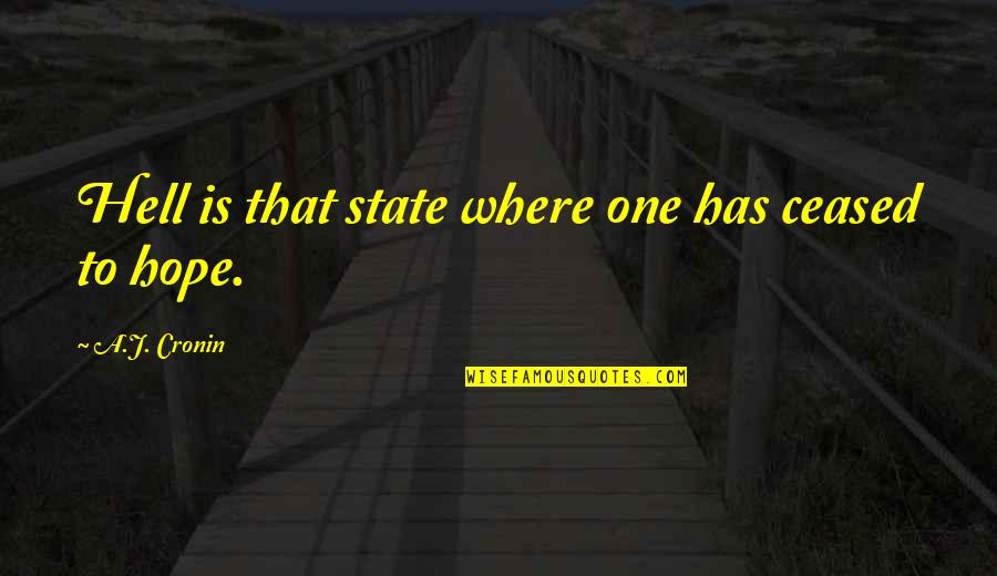 Ceased Quotes By A.J. Cronin: Hell is that state where one has ceased