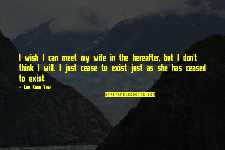 Ceased To Exist Quotes By Lee Kuan Yew: I wish I can meet my wife in Ceased To Exist Quotes By Lee Kuan Yew: I wish I can meet my wife in