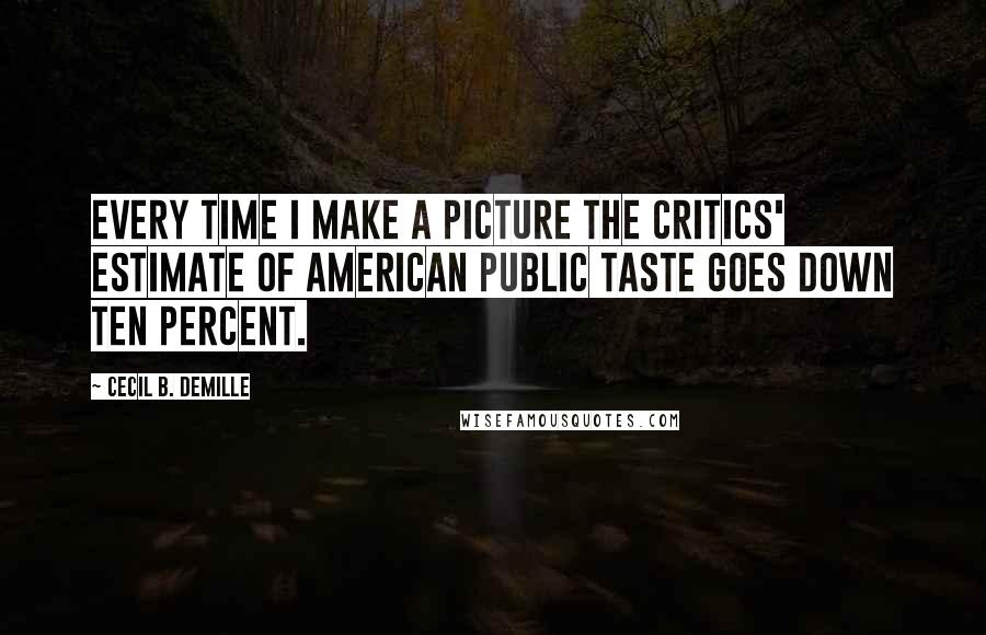 Cecil B. DeMille quotes: Every time I make a picture the critics' estimate of American public taste goes down ten percent.