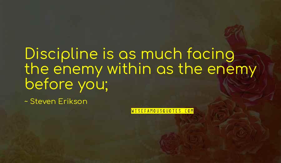 Cecilia And Robbie Quotes By Steven Erikson: Discipline is as much facing the enemy within