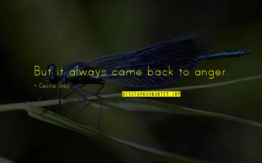 Cecilia Quotes By Cecilia Gray: But it always came back to anger.