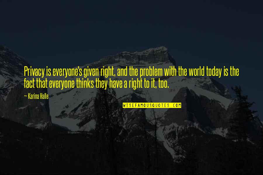 Cecilius Calvert Quotes By Karina Halle: Privacy is everyone's given right, and the problem