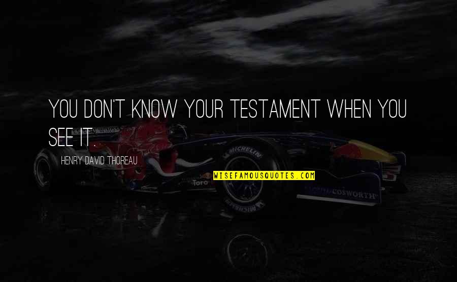 Ceetad Quotes By Henry David Thoreau: You don't know your testament when you see