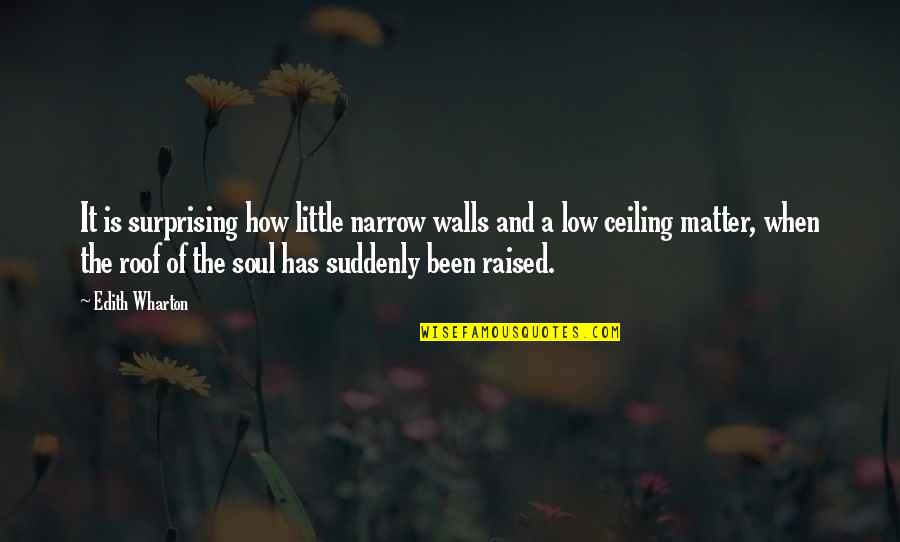 Ceiling And Roof Quotes By Edith Wharton: It is surprising how little narrow walls and Ceiling And Roof Quotes By Edith Wharton: It is surprising how little narrow walls and