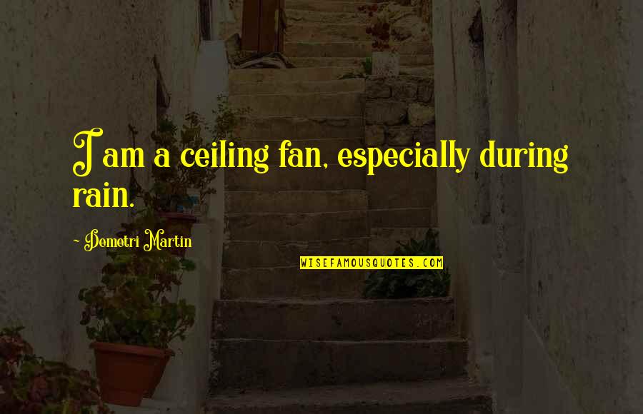 Ceilings Quotes By Demetri Martin: I am a ceiling fan, especially during rain.