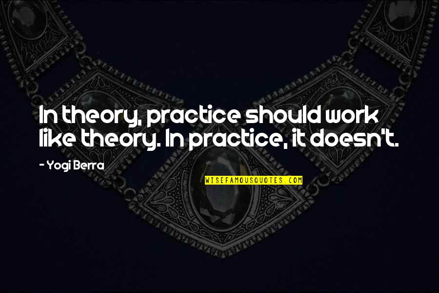 Celebrating 40th Birthday Quotes By Yogi Berra: In theory, practice should work like theory. In