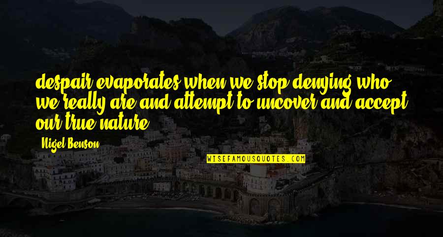 Celebrating With Family Quotes By Nigel Benson: despair evaporates when we stop denying who we