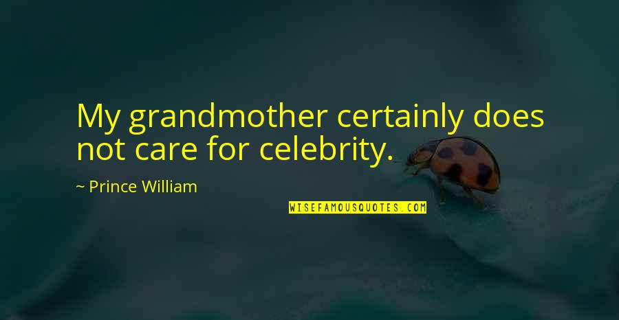 Celebrity Quotes By Prince William: My grandmother certainly does not care for celebrity.