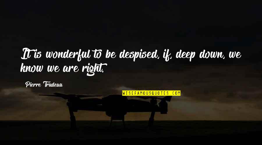 Celese Waseda Quotes By Pierre Trudeau: It is wonderful to be despised, if, deep Celese Waseda Quotes By Pierre Trudeau: It is wonderful to be despised, if, deep