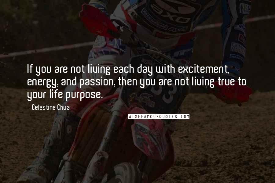 Celestine Chua quotes: If you are not living each day with excitement, energy, and passion, then you are not living true to your life purpose.