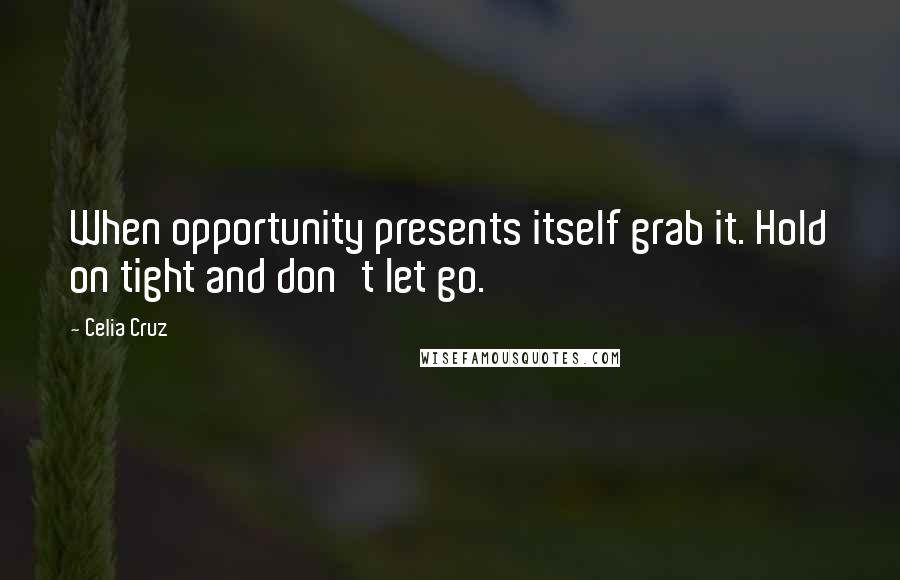 Celia Cruz quotes: When opportunity presents itself grab it. Hold on tight and don't let go.