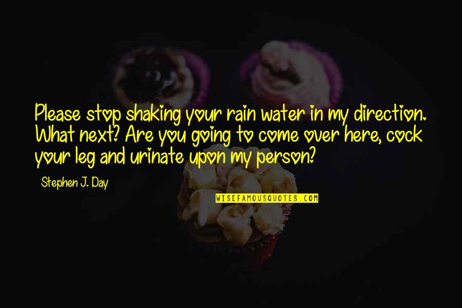 Celia Foote Quotes By Stephen J. Day: Please stop shaking your rain water in my Celia Foote Quotes By Stephen J. Day: Please stop shaking your rain water in my