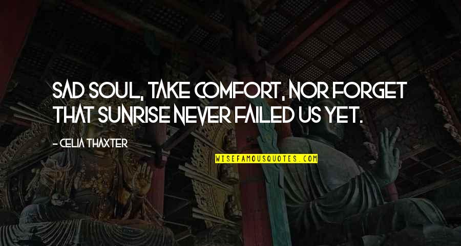 Celia Thaxter Quotes By Celia Thaxter: Sad soul, take comfort, nor forget That sunrise