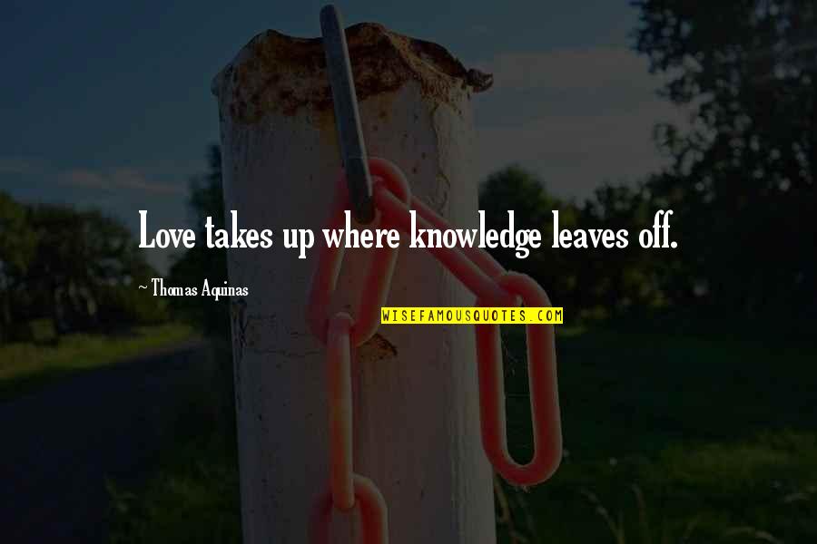 Celia Thaxter Quotes By Thomas Aquinas: Love takes up where knowledge leaves off.