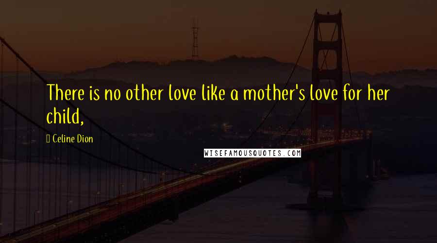 Celine Dion quotes: There is no other love like a mother's love for her child,