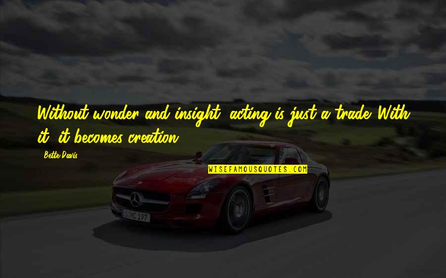Cellulosic Materials Quotes By Bette Davis: Without wonder and insight, acting is just a