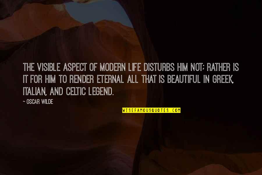 Celtic Quotes By Oscar Wilde: The visible aspect of modern life disturbs him