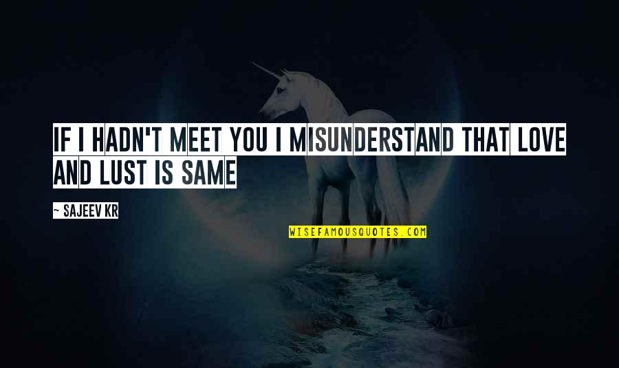 Cementoss Quotes By Sajeev Kr: If i hadn't meet you i misunderstand that