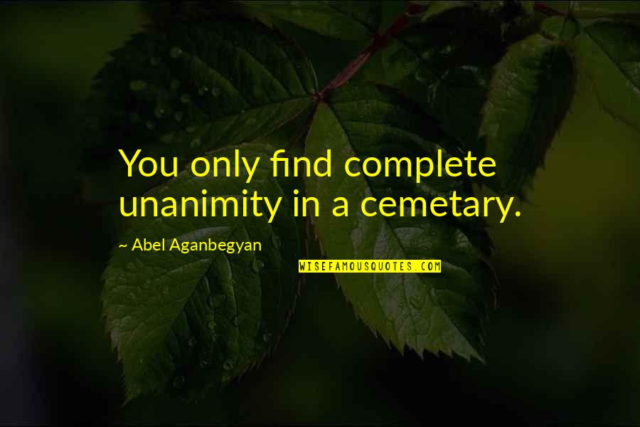 Cemetary Quotes By Abel Aganbegyan: You only find complete unanimity in a cemetary.