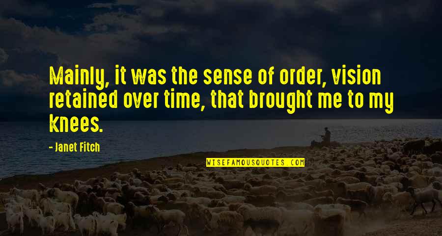 Cenaze Araci Quotes By Janet Fitch: Mainly, it was the sense of order, vision