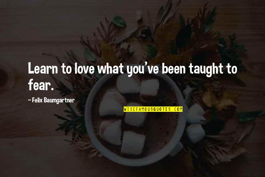 Cendron Quotes By Felix Baumgartner: Learn to love what you've been taught to