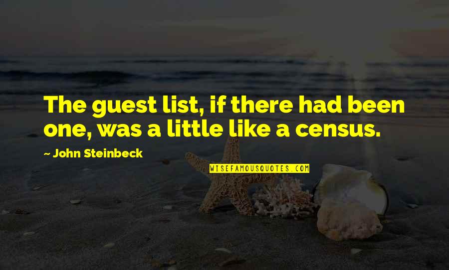 Census Quotes By John Steinbeck: The guest list, if there had been one,