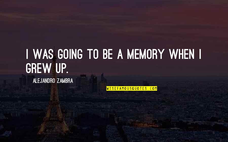 Centerwell Quotes By Alejandro Zambra: I was going to be a memory when