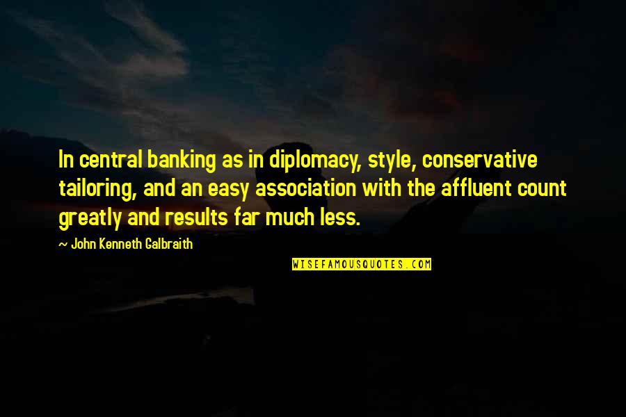 Central Banking Quotes By John Kenneth Galbraith: In central banking as in diplomacy, style, conservative