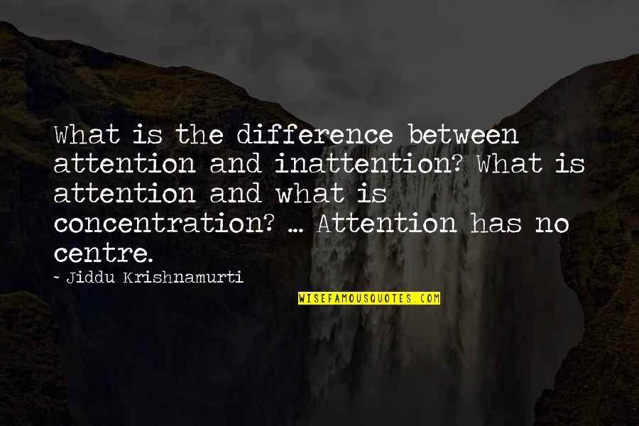 Centre Of Attention Quotes By Jiddu Krishnamurti: What is the difference between attention and inattention?