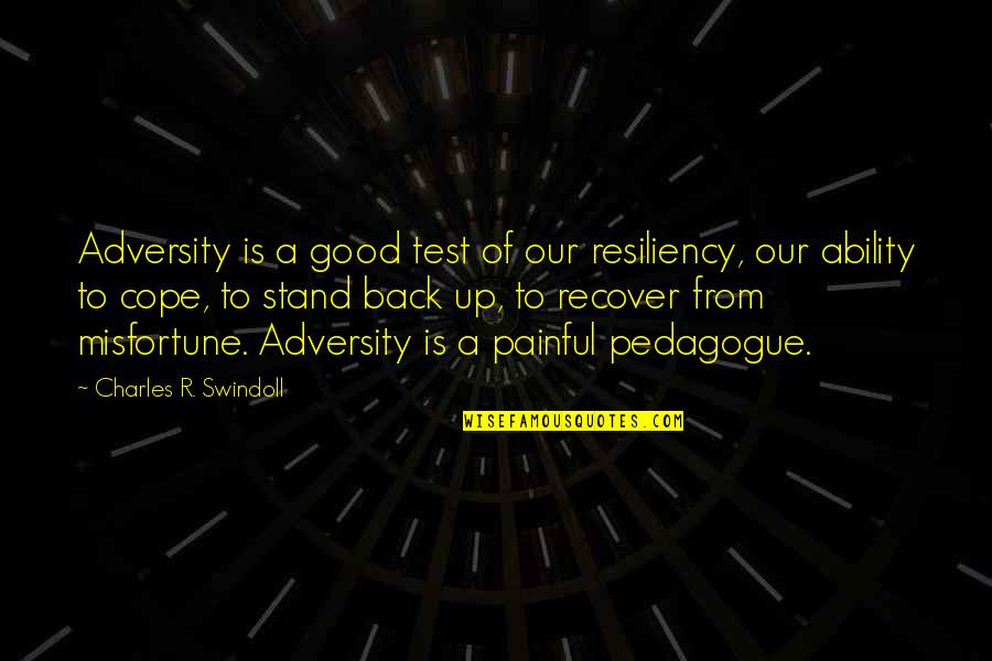 Centrifugal Quotes By Charles R. Swindoll: Adversity is a good test of our resiliency, Centrifugal Quotes By Charles R. Swindoll: Adversity is a good test of our resiliency,