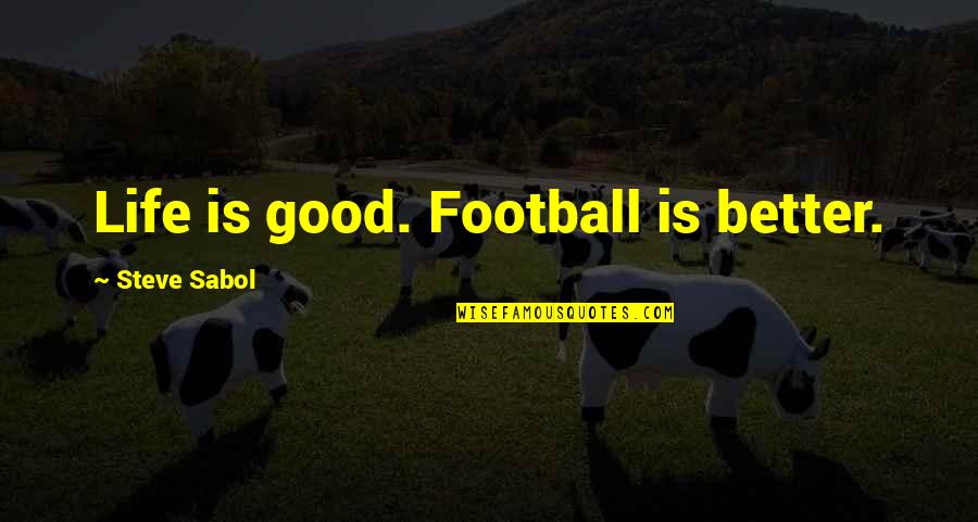 Centrist Politics Quotes By Steve Sabol: Life is good. Football is better.