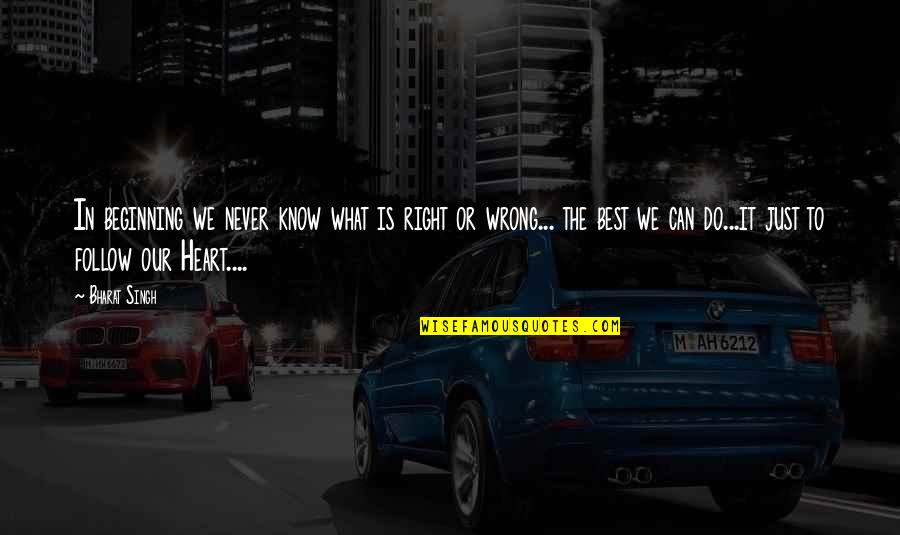 Cercetarea Pietei Quotes By Bharat Singh: In beginning we never know what is right Cercetarea Pietei Quotes By Bharat Singh: In beginning we never know what is right