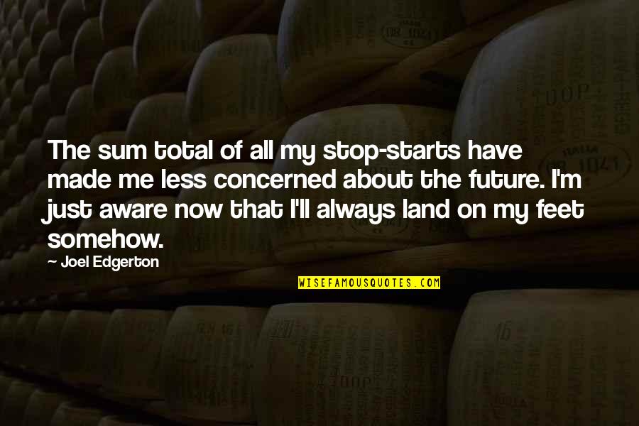 Cereta Quotes By Joel Edgerton: The sum total of all my stop-starts have
