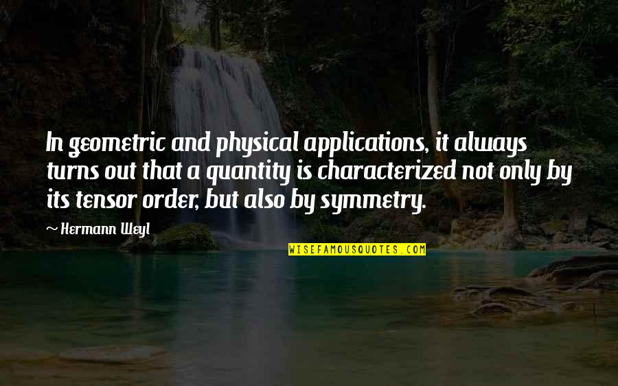 Cerrar Cuenta Quotes By Hermann Weyl: In geometric and physical applications, it always turns