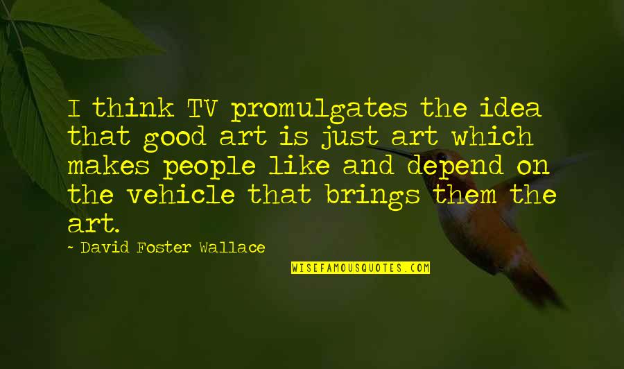 Certification Achievement Quotes By David Foster Wallace: I think TV promulgates the idea that good Certification Achievement Quotes By David Foster Wallace: I think TV promulgates the idea that good