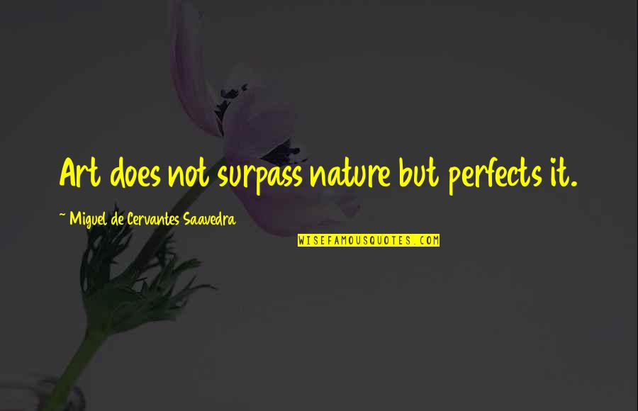 Cervantes Quotes By Miguel De Cervantes Saavedra: Art does not surpass nature but perfects it.