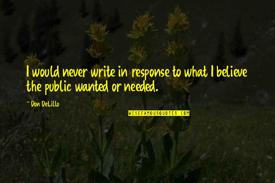 Cervical Screening Quotes By Don DeLillo: I would never write in response to what