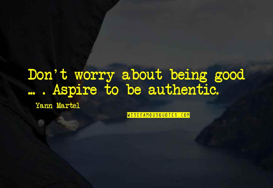 Cesamet Quotes By Yann Martel: Don't worry about being good ... . Aspire