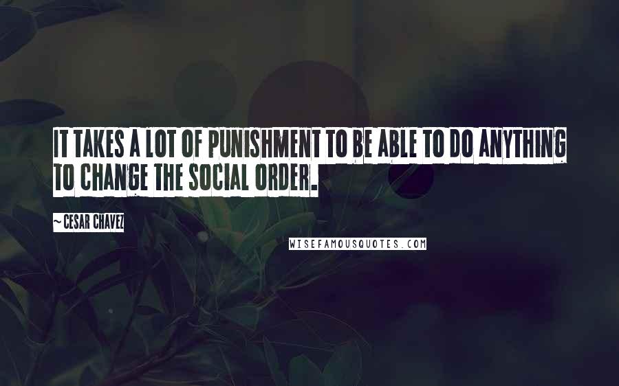 Cesar Chavez quotes: It takes a lot of punishment to be able to do anything to change the social order.