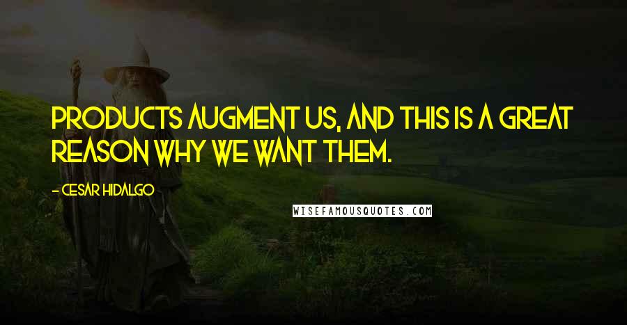 Cesar Hidalgo quotes: Products augment us, and this is a great reason why we want them.