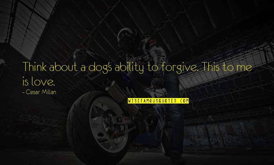 Cesar Millan Quotes By Cesar Millan: Think about a dog's ability to forgive. This