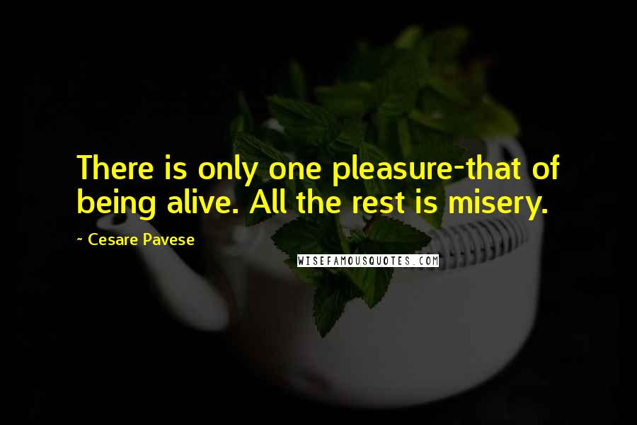 Cesare Pavese quotes: There is only one pleasure-that of being alive. All the rest is misery.