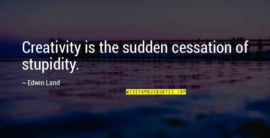 Cessation Quotes By Edwin Land: Creativity is the sudden cessation of stupidity.