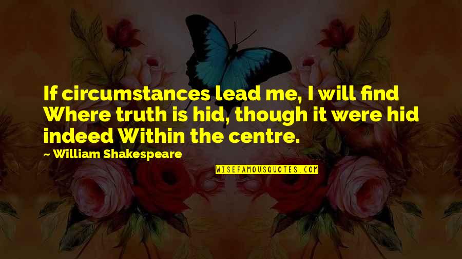 Cevarol Quotes By William Shakespeare: If circumstances lead me, I will find Where