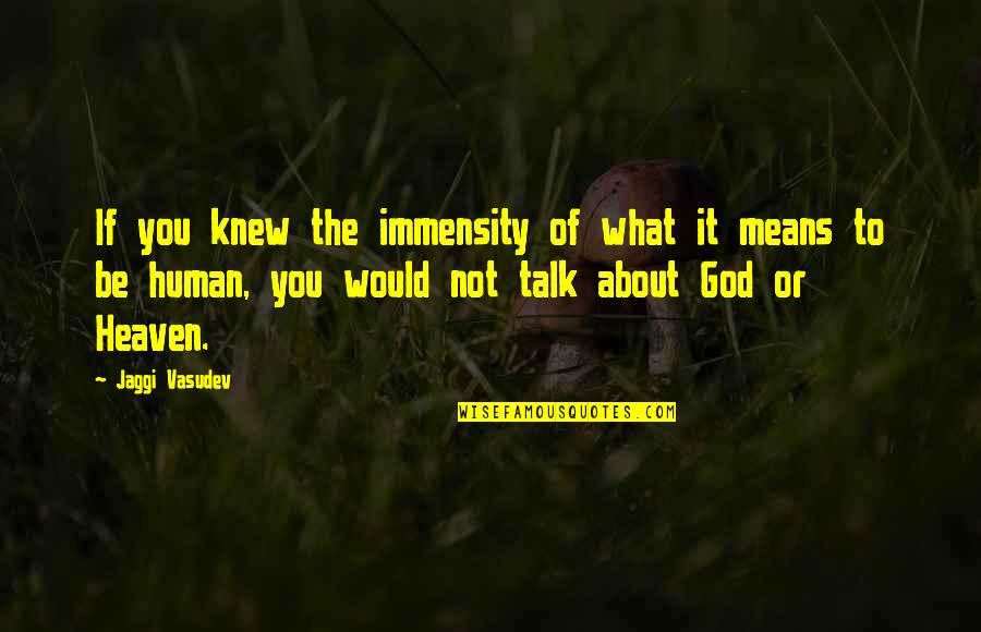 Chaboudez Quotes By Jaggi Vasudev: If you knew the immensity of what it