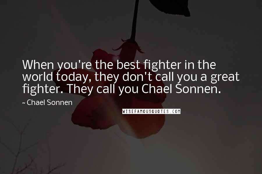 Chael Sonnen quotes: When you're the best fighter in the world today, they don't call you a great fighter. They call you Chael Sonnen. Chael Sonnen quotes: When you're the best fighter in the world today, they don't call you a great fighter. They call you Chael Sonnen.